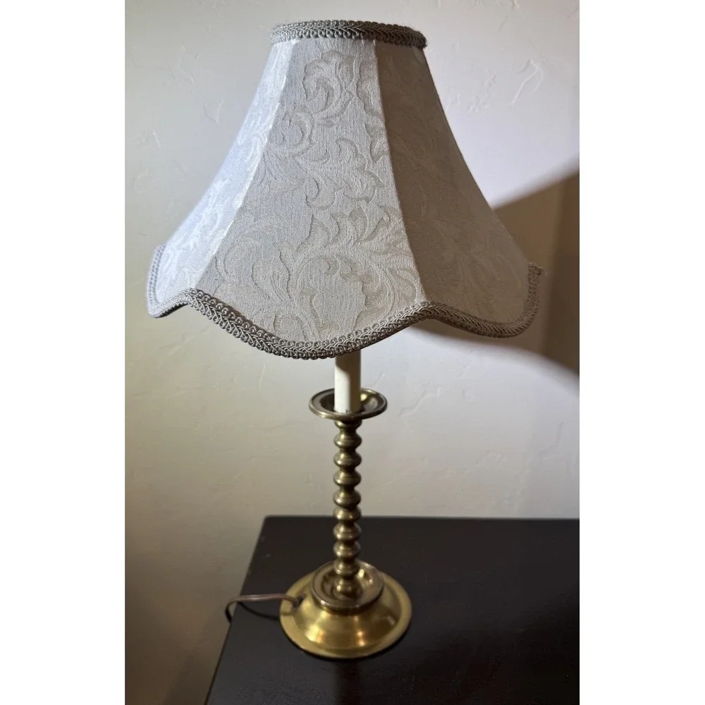 Vintage Brass Table Lamp Barley Twist Column‎ ~13